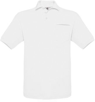 B&C | Piqué polo s náprsní kapsou white M