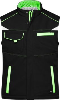 James & Nicholson | Pracovní zimní softshellová vesta - Color black/lime green M