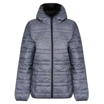 WOMENS HOODED PACKAWAY FIREDOWN JACKET Grey Marl/Black M