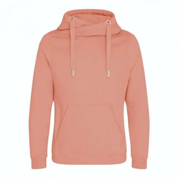 CROSS NECK HOODIE Dusty Pink L