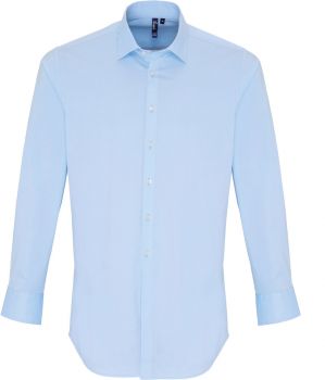 Premier | Popelínová elastická košile s dlouhým rukávem pale blue S