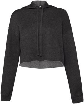 Bella + Canvas | Dámská crop fleecová mikina s kapucí dark grey heather L