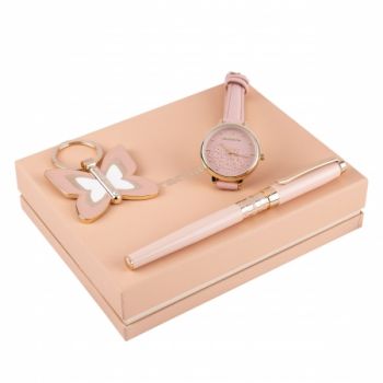 Set Cacharel Pink (rollerball pen, key ring & watch)