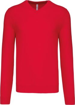 Kariban | Pánský svetr s výstřihem do V red XL