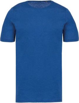 MEN'S SHORT-SLEEVED ORGANIC T-SHIRT WITH RAW EDGE NECKLINE Ocean Blue Heather L