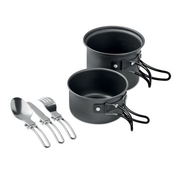 POTTY SET 2 kempingové hrnce s příbory black