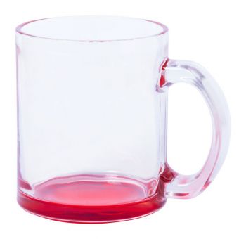Bitrok glass mug red , transparent
