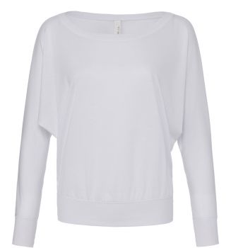 Bella + Canvas | Dámské volné tričko s odhalenými rameny, dl. rukáv white XL