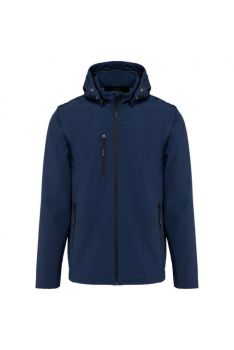 UNISEX 3-LAYER SOFTSHELL HOODED JACKET WITH REMOVABLE SLEEVES Navy M