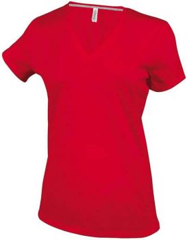 LADIES' SHORT-SLEEVED V-NECK T-SHIRT Red M