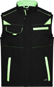 James & Nicholson | Pracovní letní softshellová vesta - Color black/lime green L