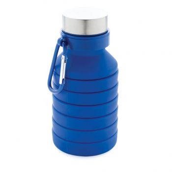 Nepriepustná silikónová skladacia fľaša modrá