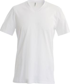 Kariban | Pánské tričko s výstřihem do V white M