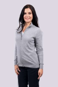 WOMEN’S FULL ZIP CARDIGAN FINE GAUGE COTTON Black L
