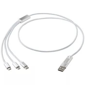 Versatile nabíjecí kabel 5v1 z recyklovaného hliníku stříbrná