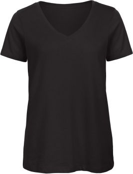 B&C | Dámské tričko s výstřihem do V black XL