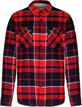 Kariban | Flanelová košile s sherpa fleecovou podšívkou red/navy L