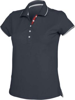 LADIES' SHORT-SLEEVED PIQUÉ KNIT POLO SHIRT Navy/White/Red S