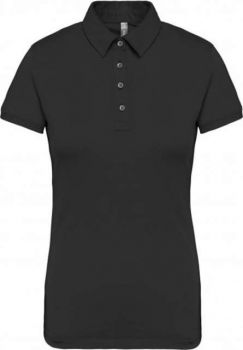 LADIES' SHORT SLEEVED JERSEY POLO SHIRT Black M