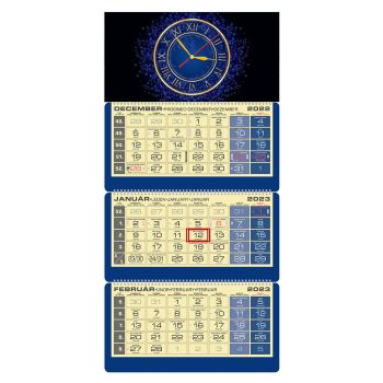 Plánovací kalendár LUXUS 3M modrý 2023  Hodiny QM