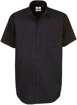 B&C | Keprová košile s krátkým rukávem black 4XL