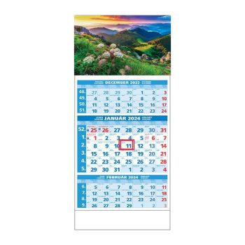 Plánovací kalendár ŠTANDARD 3M modrý 2024  Obrázok B