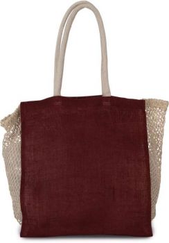 SHOPPING BAG WITH MESH GUSSET Syrah Wine/Natural U