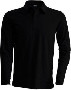 Kariban | Pánské piqué polo s dlouhým rukávem black XL