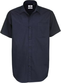 B&C | Keprová košile s krátkým rukávem navy S
