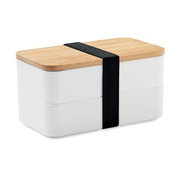 BAAKS Obědový box s bambusovým víkem white