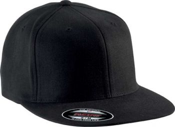 FLEXFIT® BRUSHED COTTON CAP WITH FLAT PEAK - 6 PANELS Black L/XL
