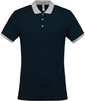 MEN'S TWO-TONE PIQUÉ POLO SHIRT Navy/Oxford Grey 2XL