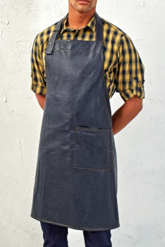 FAUX LEATHER BIB APRON Black U