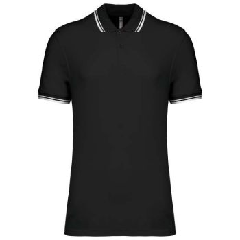 MEN'S 2 STRIPED SHORT SLEEVED POLOSHIRT Black/White L