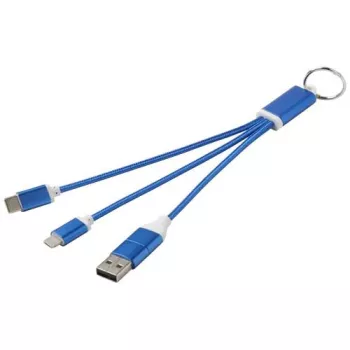 Metal Nabíjecí kabel 4v1 z recyklovaného hliníku s klíčenkou kralovská modrá