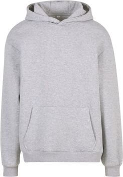 Build your Brand | Mikina s kapucí z těžké bavlny "Fluffy" heather grey S