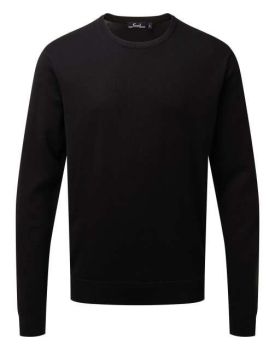 MEN'S CREW NECK COTTON RICH KNITTED SWEATER Black 2XL