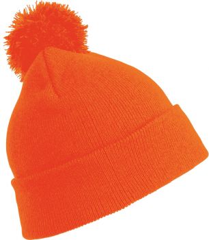 Result Winter Essentials | Dětská pletená čepice s bambulí fluorescent orange onesize