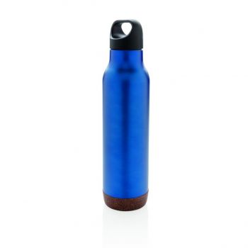 Nepriepustná korková termo fľaša modrá