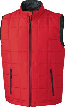 James & Nicholson | Lehká pánská prošívaná vesta red/black XL
