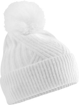Beechfield | Bavlněná čepice s bambulí "Snow Luxe" white onesize