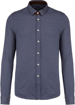 Kariban | Žakárová pletená košile s dlouhým rukávem jacquard blue XL