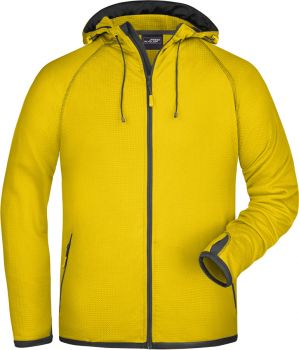 James & Nicholson | Pánská fleece bunda s diamant. strukturou, kapuce yellow/carbon L