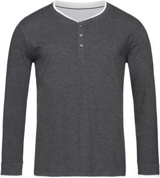 Stedman | Pánské tričko "Henley" s dlouhým rukávem charcoal heather XL