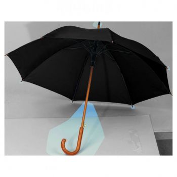 Automatický dáždnik s drevenou rukoväťou, RPET Black
