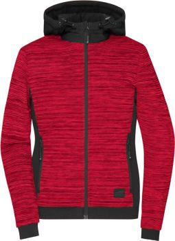James & Nicholson | Dámská polstrovaná hybridní pletená fleecová bunda red melange/black M