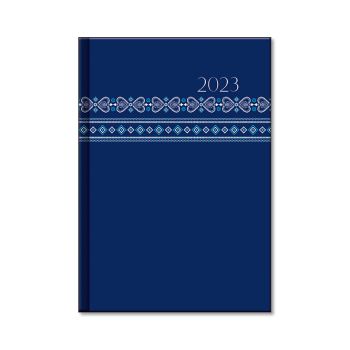 Pracovný diár A5 – PRINT Folk modrý 2023