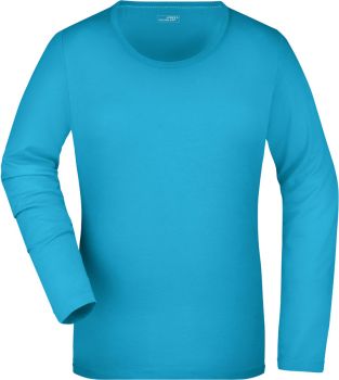 James & Nicholson | Dámské elastické tričko s dlouhým rukávem turquoise XL
