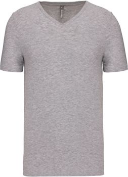 Kariban | Pánské elastické tričko s výstřihem do V light grey heather 3XL