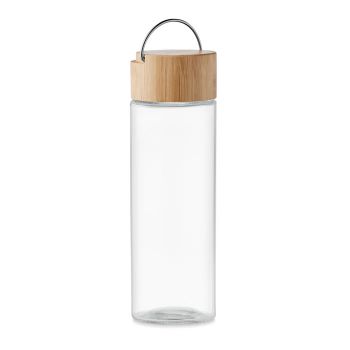 AMELAND Skleněná láhev s bambus víčkem transparent